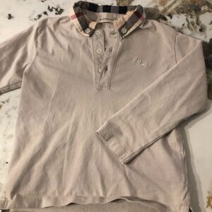 Burberry Beige Long Sleeve Shirt with Check Collar